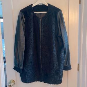 Eileen Fisher Alpaca and Leather Bomber Jacket Size Large